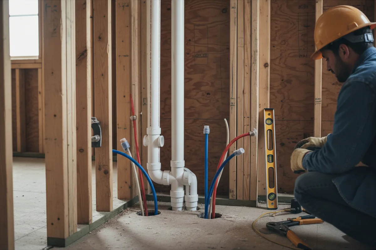 Drain and supply rough-in during Leak Detection in Denbo